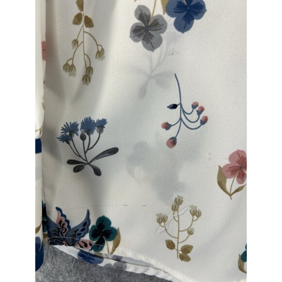 LOFT White Floral Top Flowy Sheer Button Up Blouse Size 20 Long Sleeve Tunic - Picture 10 of 13